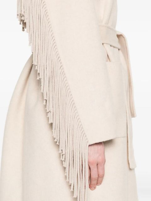 Maje fringe-trimmed belted single-breasted coat - Neutrals - zdjęcie produktu nr 2