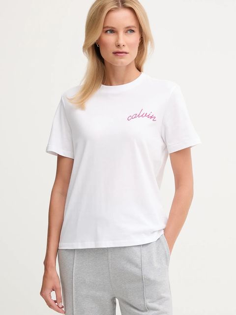 Calvin Klein Jeans t-shirt bawełniany damski kolor biały LV047D882G - zdjęcie produktu nr 1