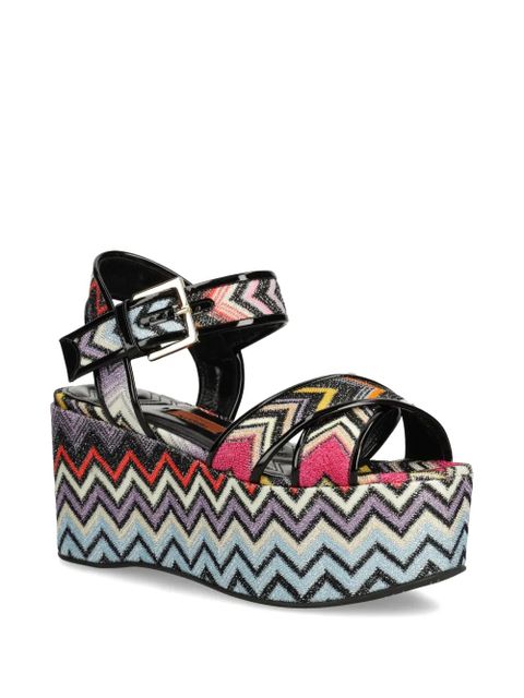 Missoni 85mm zigzag-patterned platform sandals - Black