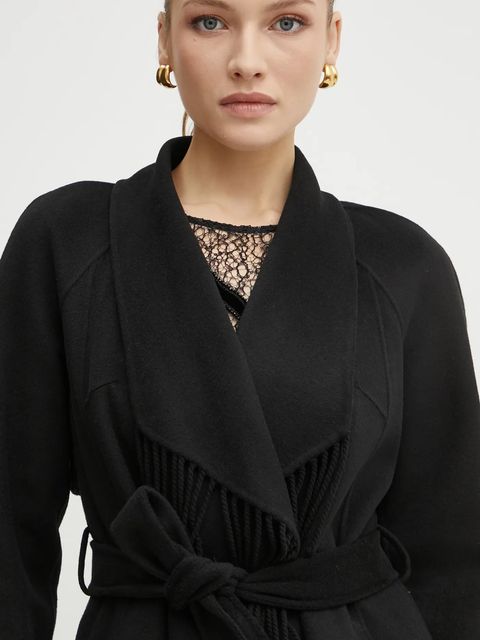Marciano Guess płaszcz wełniany LILIANA kolor czarny przejściowy niezapinany 4BGL10 7125A