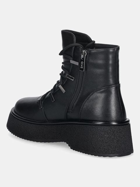 GOE botki skórzane kolor czarny na platformie SS2N4141 BLACK