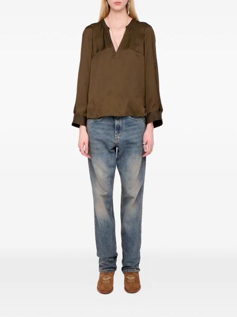 Zadig&Voltaire Torny V-neck satin blouse - Green