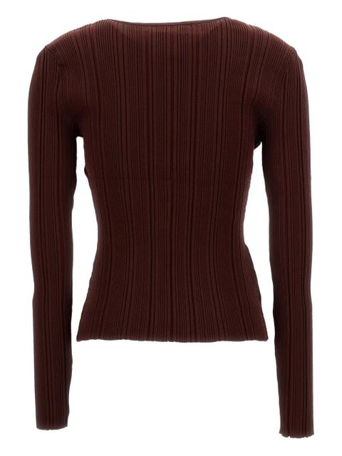 Self-Portrait lace-inserts V-neck T-shirt - Brown - zdjęcie produktu nr 2