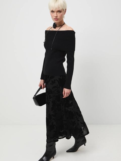 Medicine spódnica kolor czarny maxi rozkloszowana - zdjęcie produktu nr 2