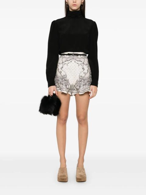 ZIMMERMANN 'Crush Flat Front Frill' shorts - Neutrals