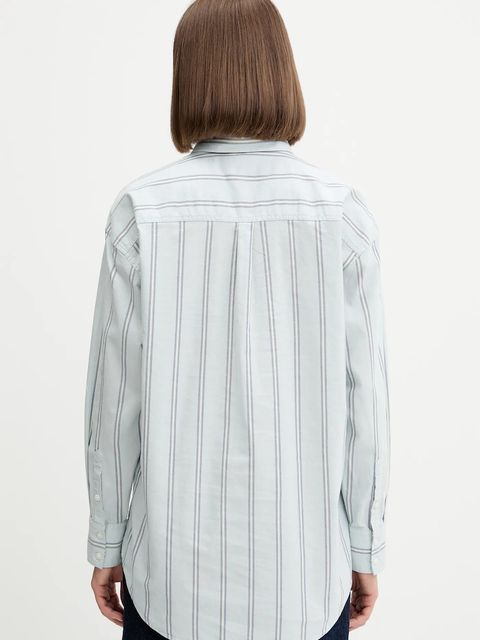 Guess Jeans koszula bawełniana damska kolor niebieski relaxed z kołnierzykiem klasycznym W5YH98 WHFL1