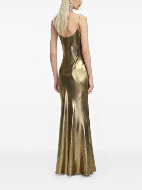 Self-Portrait metallic-effect maxi dress - Gold