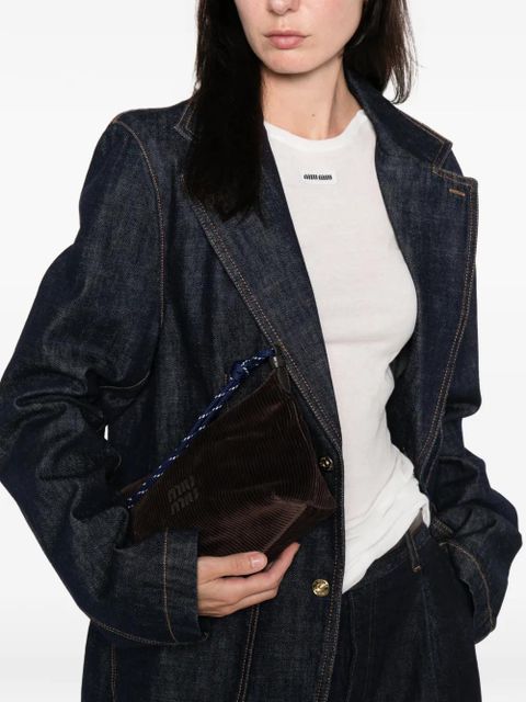 Miu Miu corduroy logo shoulder bag - Brown