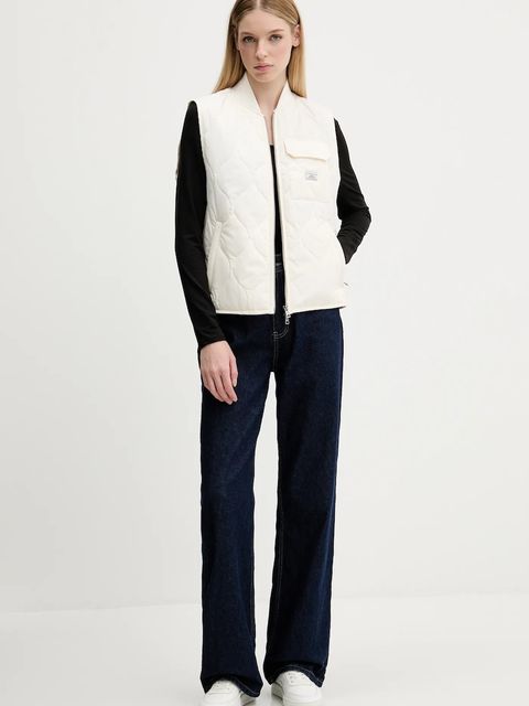 Guess Jeans bezrękawnik kolor beżowy przejściowy W5YN76 WHG02