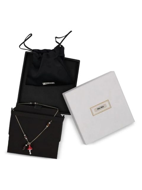 Miu Miu mushroom-charm beaded necklace - Gold