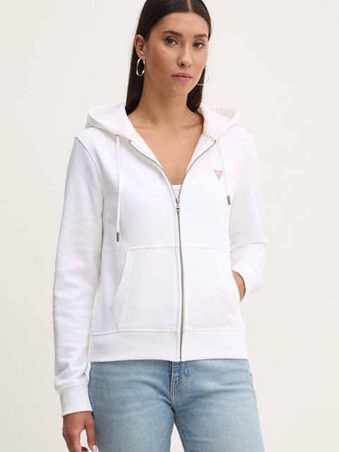Guess Jeans bluza damska kolor biały z kapturem gładka W4YQ03 KC811 - zdjęcie produktu nr 1