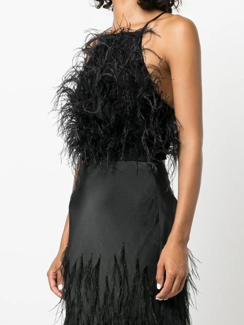 Cult Gaia Joey ostrich feather blouse - Black