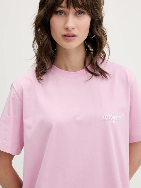 MSGM t-shirt bawełniany damski kolor różowy 3941MDM540.257798
