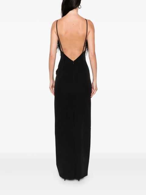 The Attico feather trim maxi dress - Black