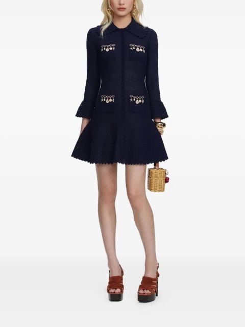 Self-Portrait shell embellished knitted dress - Blue - zdjęcie produktu nr 1