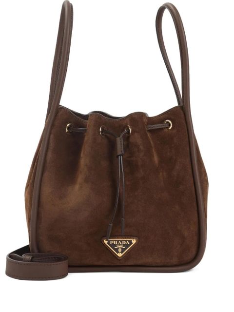 Prada small logo-plaque drawstring tote bag - Brown - zdjęcie produktu nr 1