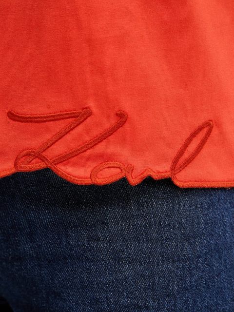 Karl Lagerfeld t-shirt bawełniany damski kolor pomarańczowy B1W17031