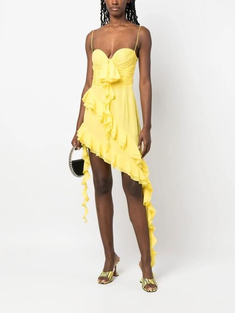Alessandra Rich strapless ruffled asymmetric dress - Yellow - zdjęcie produktu nr 2