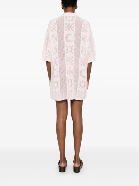 Nanushka polo-neck patterned shirt dress - Pink