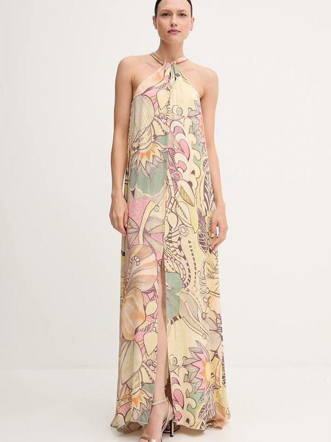 Sandro Ferrone sukienka kolor beżowy maxi rozkloszowana S18XBERANDOM - zdjęcie produktu nr 1