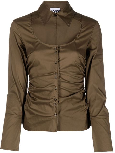 GANNI cut-out longsleeved shirt - Brown