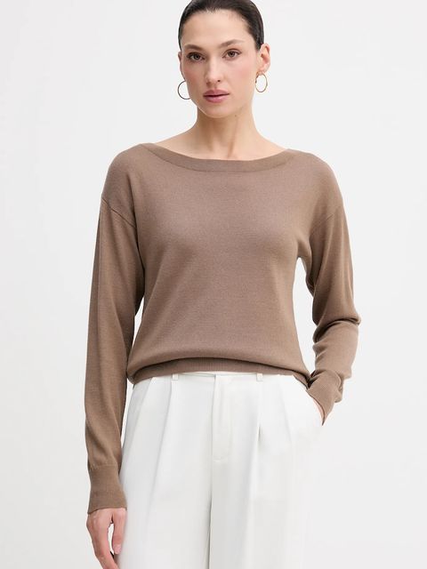 Sisley sweter wełniany damski kolor brązowy lekki 11BAM1A48 - zdjęcie produktu nr 1