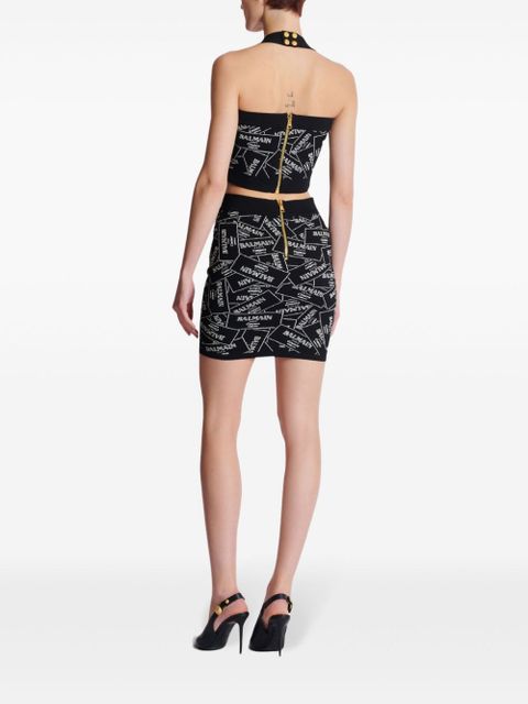 Balmain label-motif halterneck top - Black