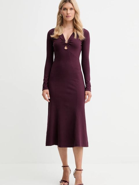 Twinset sukienka kolor bordowy midi rozkloszowana 252TP3140 - zdjęcie produktu nr 1