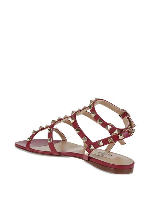 Valentino Garavani studded leather flat sandals - Red - zdjęcie produktu nr 2