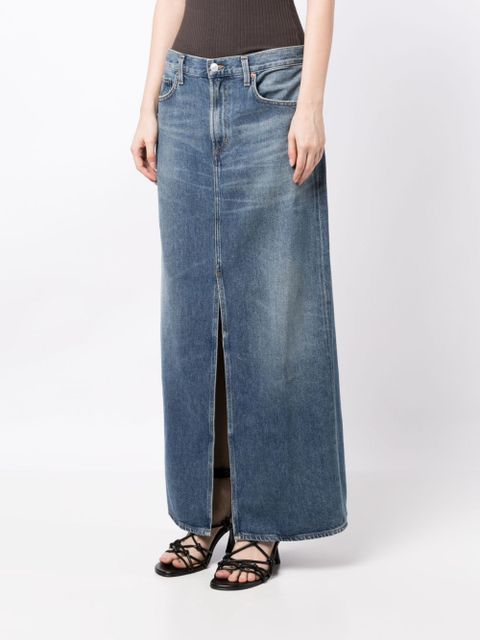 AGOLDE Leif mid-rise denim maxi skirt - Blue