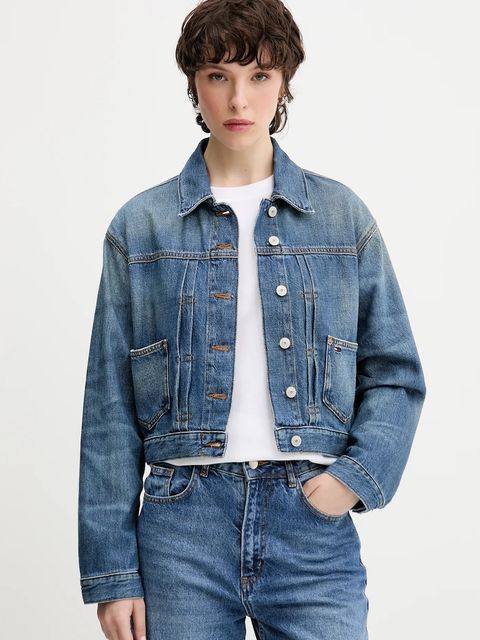 Tommy Jeans kurtka jeansowa kolor niebieski przejściowa DW0DW21061