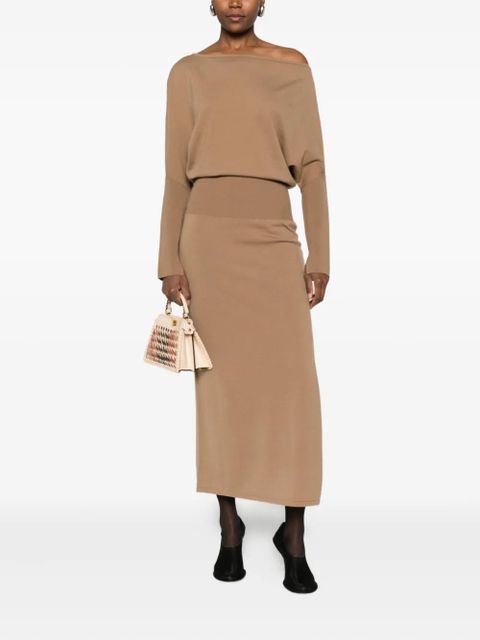 Simkhai Janese off-shoulder midi dress - Brown
