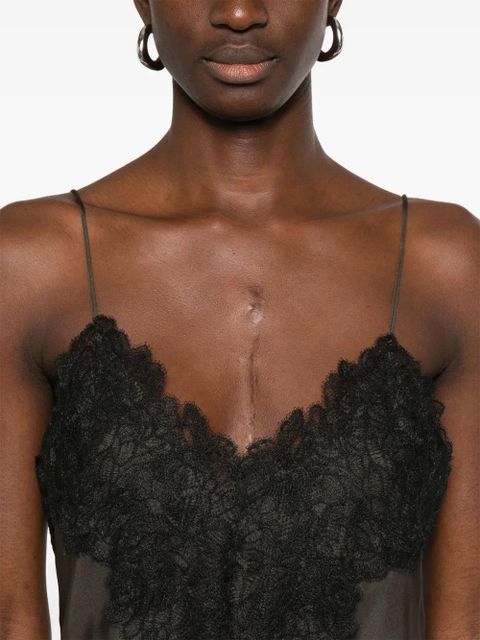 Róhe lace-detail silk maxi dress - Brown