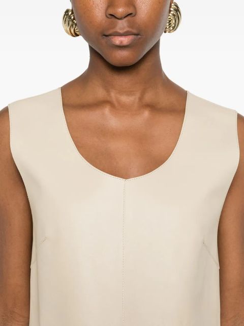 TOTEME scoop-neck leather top - Neutrals