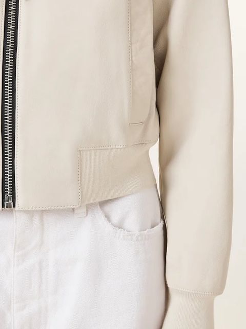 AllSaints kurtka skórzana ORTEN BOMBER JACKET damska kolor biały przejściowa W072LB - zdjęcie produktu nr 2