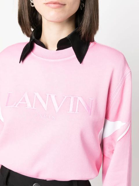 Lanvin embroidered-logo crew-neck sweatshirt - Pink