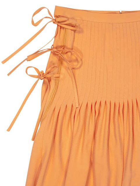 Rabanne bow-detail pleated skirt - Orange