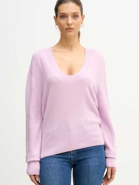 United Colors of Benetton sweter damski kolor fioletowy lekki 11CZD10FD - zdjęcie produktu nr 1