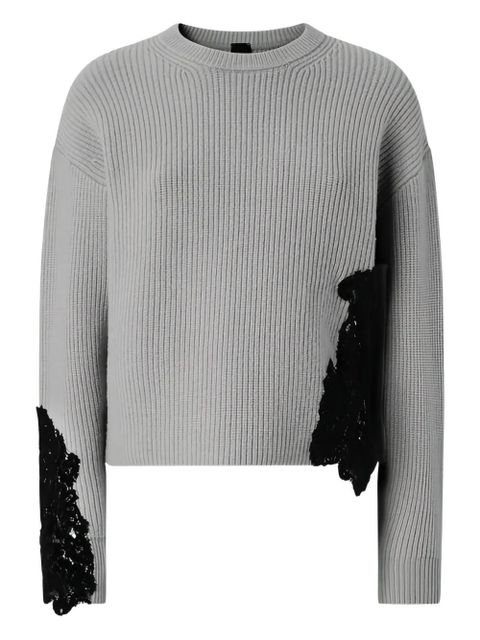 PINKO lace-detail ribbed sweater - Grey - zdjęcie produktu nr 1