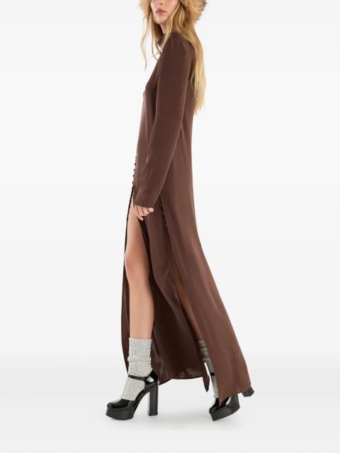 ROTATE BIRGER CHRISTENSEN satin long-sleeve maxi dress - Brown