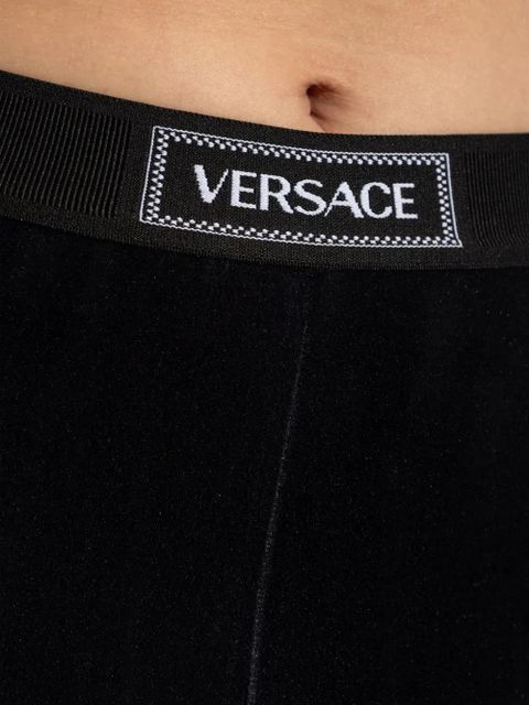 Versace logo-band ribbed trousers - Black