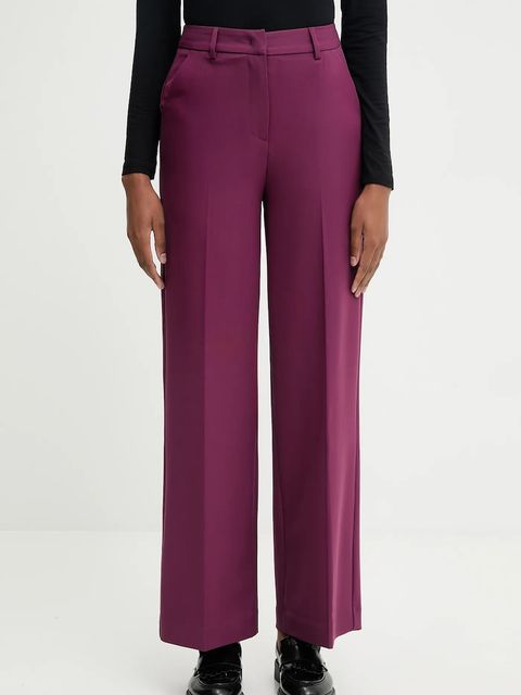 United Colors of Benetton spodnie damskie kolor fioletowy proste high waist 4L4HDF07F - zdjęcie produktu nr 1