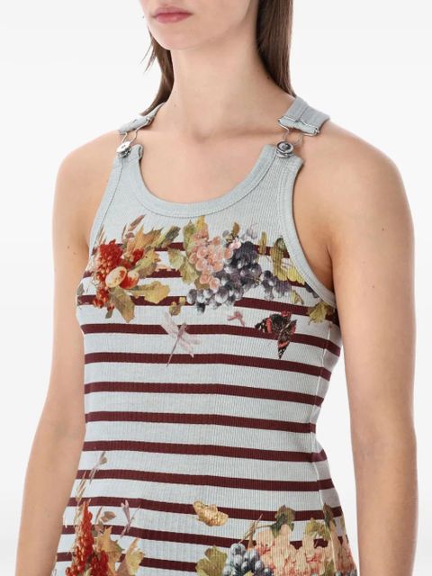 Jean Paul Gaultier ribbed floral tank top - Blue