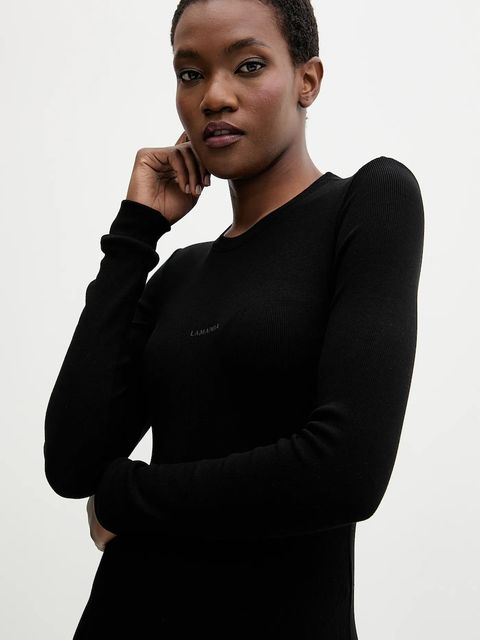 La Mania sukienka kolor czarny maxi dopasowana LEE