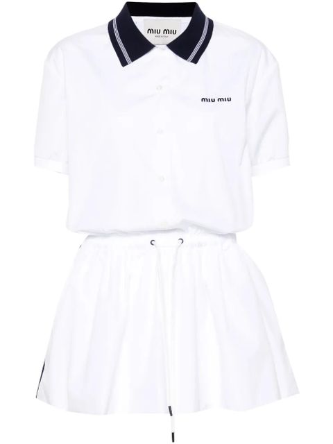 Miu Miu drawstring-waist cotton polo dress - White - zdjęcie produktu nr 1