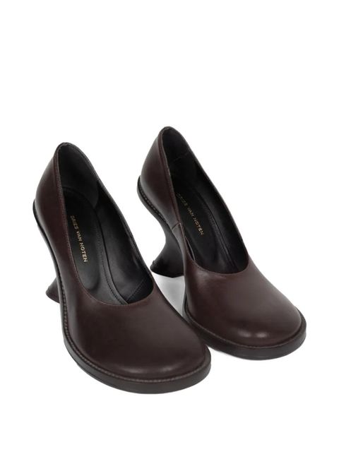 DRIES VAN NOTEN 90mm leather wedge pumps - Brown