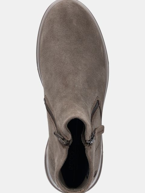 Ecco botki zamszowe Move Zip Bootie damskie kolor beżowy na płaskim obcasie 223823-05559