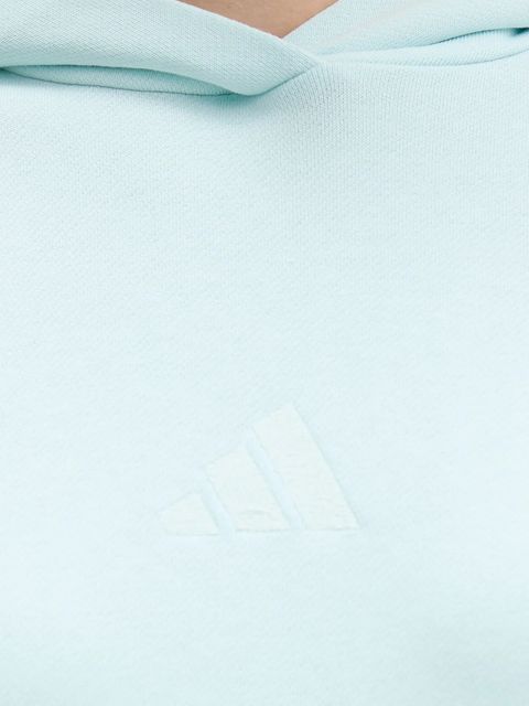 adidas bluza bawełniana All Szn French Terry damska kolor turkusowy z kapturem gładka JV7347