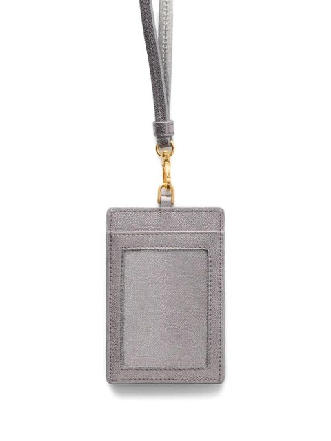 Prada triangle-logo leather badge-holder - Grey - zdjęcie produktu nr 2