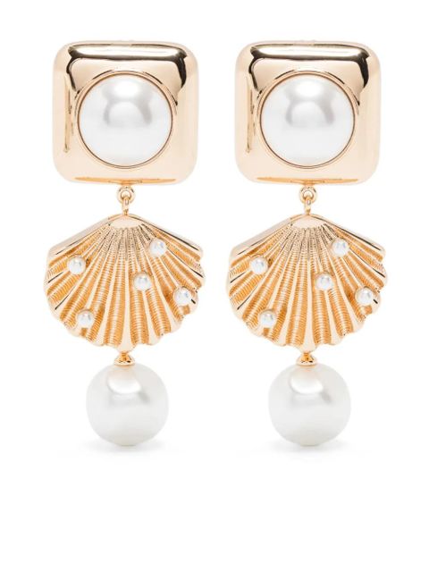 Self-Portrait faux pearl-detail earrings - Gold - zdjęcie produktu nr 1